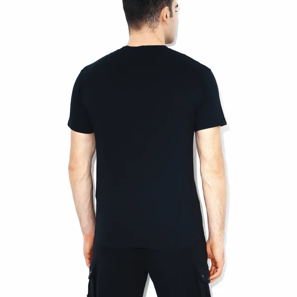 隔離された黒のTシャツのバックビュー — ストック写真