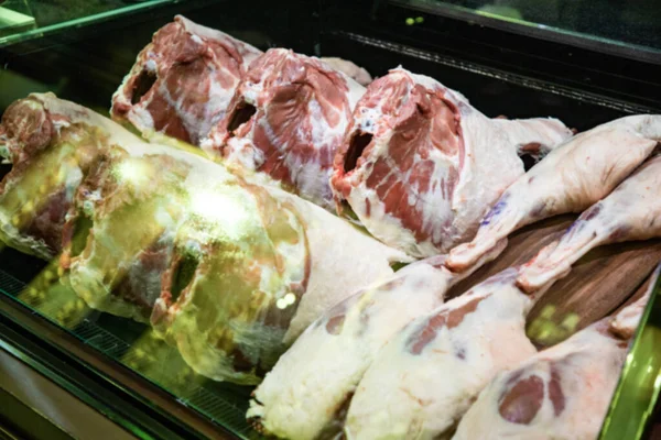 Carne Cruda Banco Tienda —  Fotos de Stock