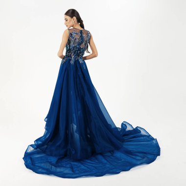 a model in an elegant evening dress 