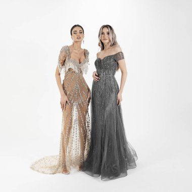 a model in an elegant evening dress 