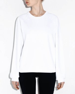 women's hoodie on the model on a white background isolated