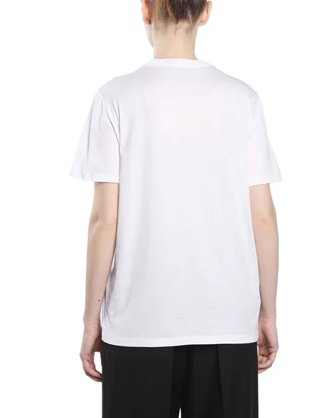 Shirt Feminina Modelo Fundo Branco Isolado — Fotografia de Stock