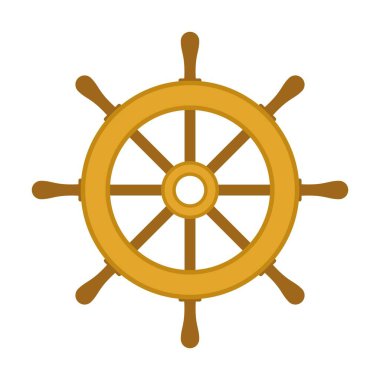 Beyaz arka planda gemi direksiyon simgesi. Vektör illüstrasyonu