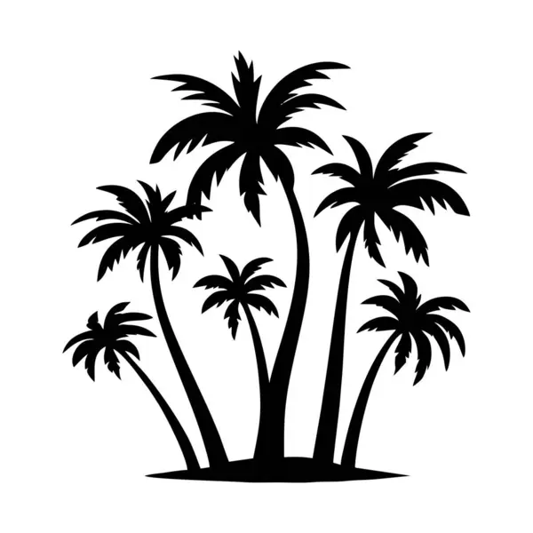 stock vector Palm tree silhouette icon. Tropical black jungle plants. Vector on white background.