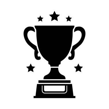 Kazanan kupa ikonu. Şampiyonluk kupası sembolü, spor ödülü işareti. Kazanan ödül, şampiyonlar beyaz arka planda izole edilmiş galibiyet konseptini kutluyor. Ödül zafer vektörü illüstrasyonu.