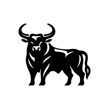 Bull icon silhouette symbol. Buffalo cow ox isolated on white background. Bull logo which means strength, courage and toughness. Vector illustration. clipart