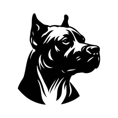 Amerikan Pitbull Terrier köpek çiftliği hayvanı. Pit Bull silueti çizimi beyaz arka planda izole edilmiş. Vektör illüstrasyonu.