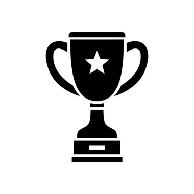 Kazanan kupa ikonu. Şampiyonluk kupası sembolü, spor ödülü işareti. Kazanan ödül, şampiyonlar beyaz arka planda izole edilmiş galibiyet konseptini kutluyor. Ödül zafer vektörü illüstrasyonu.