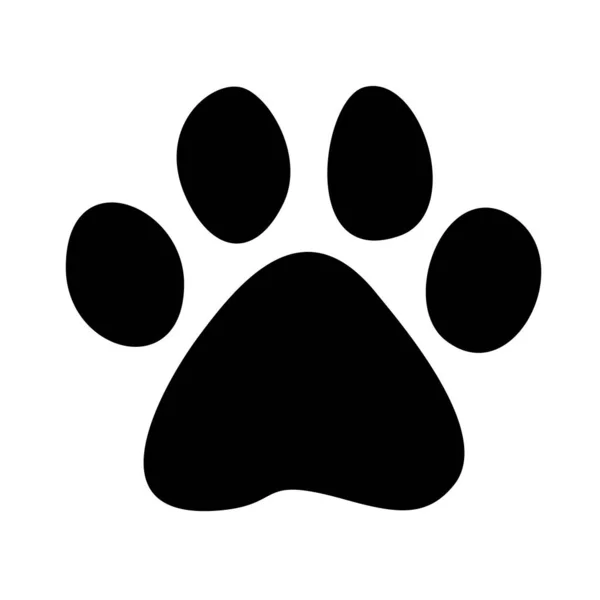 Beyaz arkaplanda siyah siluet pati izi var. Köpek ya da kedi izi ikonu. Vektör illüstrasyonu.