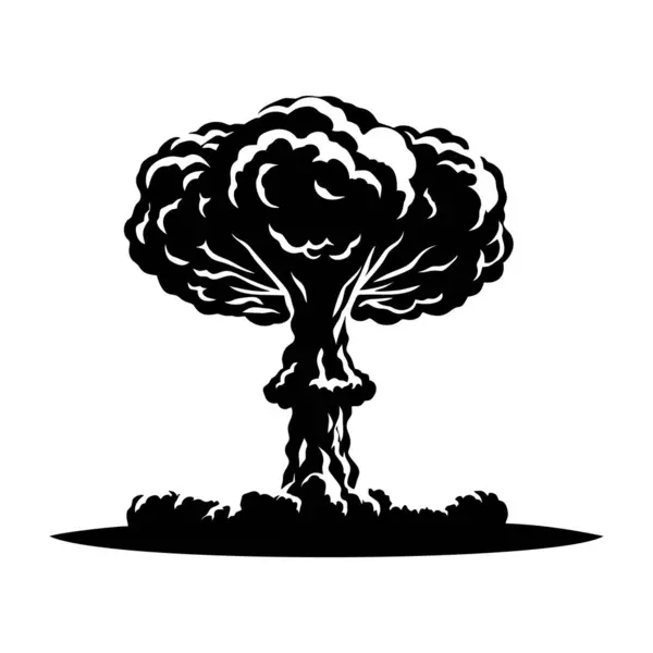 stock vector Nuclear explosion mushroom cloud icon. Atomic bomb war silhouette, symbol end of the world isolated on white background. Vector illustration.