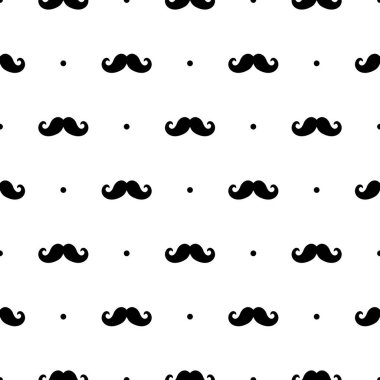 Bıyıksız desen beyaza izole edilmiş. Parti davetiyeleri, tekstil, dekorasyon ve ambalaj kağıtları için basit bir retro gentelman geçmişi. Vektör illüstrasyonu.