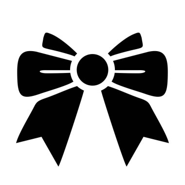 Beyaz arka planda siyah hediye yay simgesi izole edildi. Vektör illüstrasyonu.