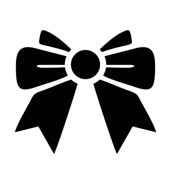 Черный подарок лук значок изолирован на белом фоне. Векторная иллюстрация.