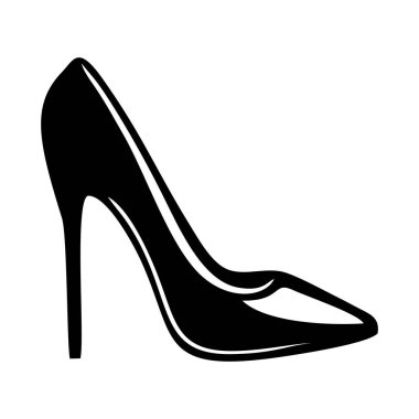 Kadın yüksek topuklu ayakkabı ikonu beyaz arka planda siyah izole edilmiş. Vektör illüstrasyonu.