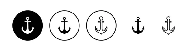 Icone Ancoraggio Impostate Logo Simbolo Ancoraggio Ancoraggio Icona Marina — Vettoriale Stock