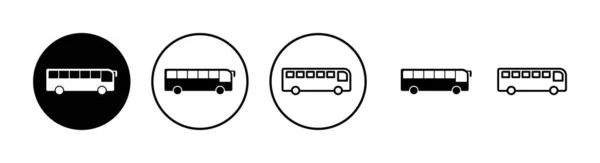 Ícones Ônibus Configurados Ícone Vetor Ônibus Símbolo Dos Transportes Públicos — Vetor de Stock