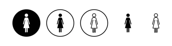 Icône Féminine Réglée Panneau Toilettes Femelle Signe Toilettes Vecteur Icône — Image vectorielle