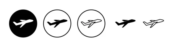 Planikoner Inställda Flygplanets Vektorikon Flygtransportsymbol Reseelement Illustration Semester Symbol Flygplan — Stock vektor