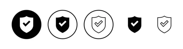 Conjunto Ícones Logotipo Marca Verificação Escudo Assinatura Aprovação Proteção Vetor —  Vetores de Stock