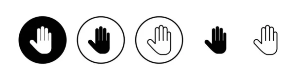 Parar Ícones Definidos Símbolo Mão Vetor Ícone Mão —  Vetores de Stock