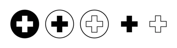 Плюс Набор Икон Добавить Плюс Значок Знак Дополнения Значок Medical — стоковый вектор