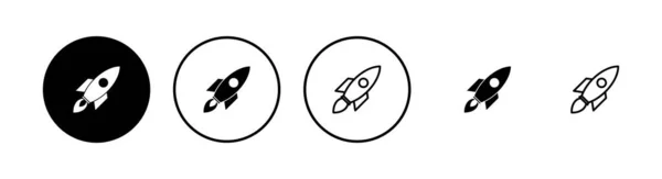 Conjunto Iconos Vectoriales Cohetes Símbolo Concepto Inicio Icono Inicio — Vector de stock