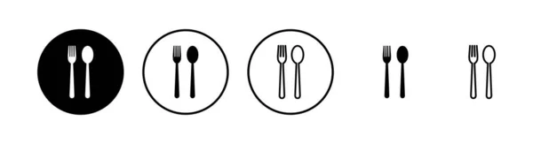 Ikony Restauracji Widelec Łyżka Nóż Ikona Ikona Jedzenia Jedz — Wektor stockowy