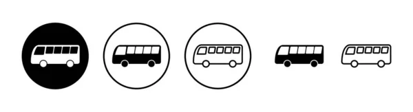 Ícones Ônibus Configurados Ícone Vetor Ônibus Símbolo Dos Transportes Públicos — Vetor de Stock