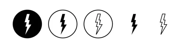 Icônes Foudre Réglées Vecteur Icône Boulon Icône Électrique Énergie Tonnerre — Image vectorielle