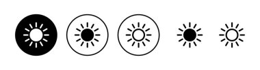 Güneş simgeleri ayarlandı. Güneş vektör simgesi. parlaklık