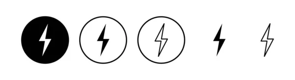 Набір Піктограм Блискавки Вектор Піктограм Bolt Енергія Грім Електрична Іконка — стоковий вектор