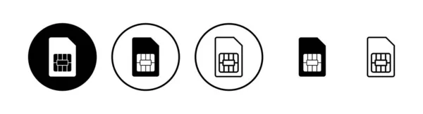 Simカードのアイコンベクトルセット モバイルスロットアイコン 携帯電話のSimカードチップ — ストックベクタ