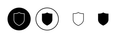 Kalkan vektör simgeleri ayarlandı. Koruma ikonu vektörü. Güvenlik vektör simgesi
