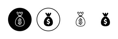 Para simgeleri ayarlandı. Para vektör simgesi. Dolar simgesi