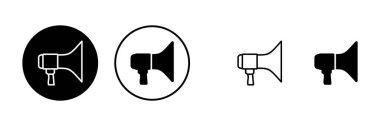 Megafon simgeleri ayarlandı. Hoparlör ikon vektörü. Cilt simgesi