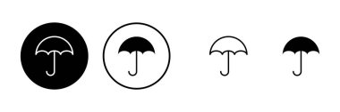 Şemsiye simgeleri ayarlandı. Şemsiye vektör simgesi