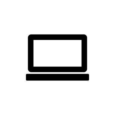 Dizüstü bilgisayar simgesi beyaz arkaplanda izole edildi. Laptop vektör simgesi