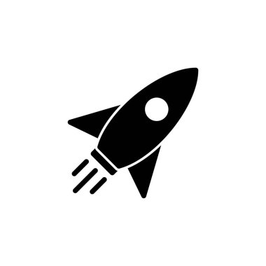 Roket vektör simgesi beyaz arkaplanda izole edildi. Kavram Simgesini Başlat. Başlangıç simgesi