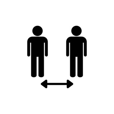 Sosyal uzaklık simgesi beyaz arkaplanda izole edildi. Mesafeyi koru. Coronavirus. Sosyal Mesafe ve Kişisel Karantina.