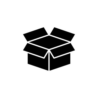Kutu simgesi beyaz arkaplanda izole edildi. Karton kutu, ambalaj açık. Kutu vektörü simgesi