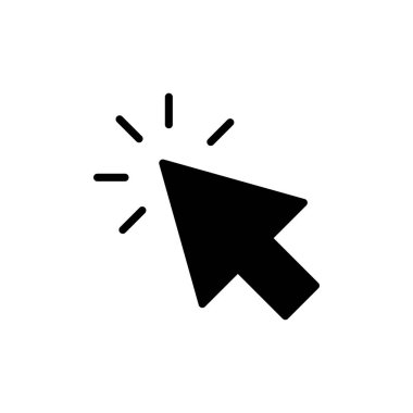 Beyaz arkaplanda simgeye tıklayın. İmleç simgesi. Bilgisayar faresi imleç siyah ok simgelerine tıklayın. işaretleyici ok