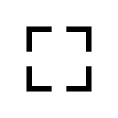 Beyaz arkaplanda tam ekran simgesi izole edildi. Tam ekran simgesine genişlet. Tam ekran işaret simgesi. Oklar sembolü