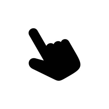 Beyaz arkaplanda el imleci simgesi izole edildi. El tıklama simgesi. Parmak gösterici vektörü