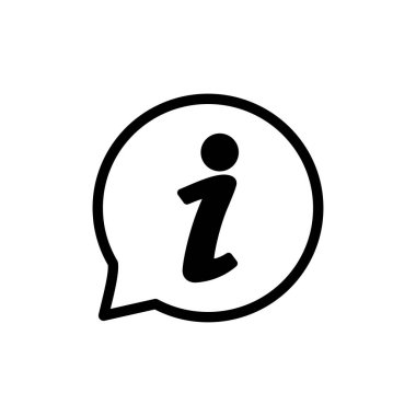 Bilgi simgesi beyaz arkaplanda izole edildi. Bilgi işareti var. Bizim hakkımızda