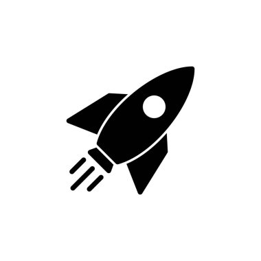 Roket vektör simgesi beyaz arkaplanda izole edildi. Kavram Simgesini Başlat. Başlangıç simgesi