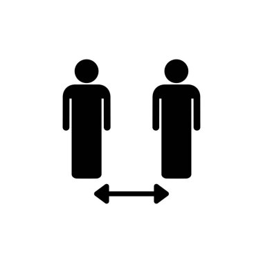 Sosyal uzaklık simgesi beyaz arkaplanda izole edildi. Mesafeyi koru. Coronavirus. Sosyal Mesafe ve Kişisel Karantina.