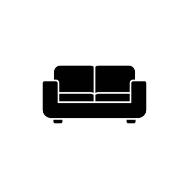 Beyaz arkaplanda izole edilmiş kanepe simgesi. Kanepe resmi. mobilya