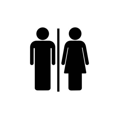 Tuvalet ikonu vektörü beyaz arkaplanda izole edildi. Tuvalet tabelası. Kadın ve erkek tuvalet işaretleri vektörü. Erkek ve dişi simgesi