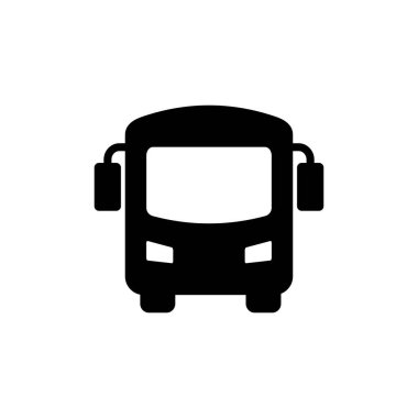Otobüs simgesi beyaz arkaplanda izole edildi. Siyah yol vektör simgesi