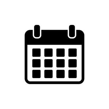 Takvim simgesi beyaz arkaplanda izole edildi. Takvim sembolü. Takvim vektör simgesi. Son teslim tarihi. Randevu. Süre